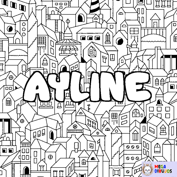 Coloración del nombre AYLINE - decorado ciudad