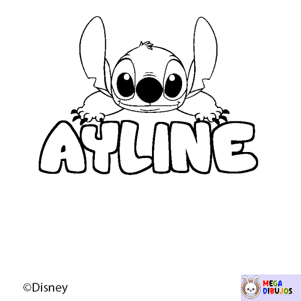 Coloración del nombre AYLINE - decorado Stitch