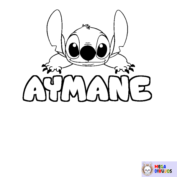 Coloración del nombre AYMANE - decorado Stitch
