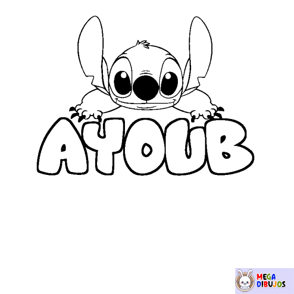 Coloración del nombre AYOUB - decorado Stitch