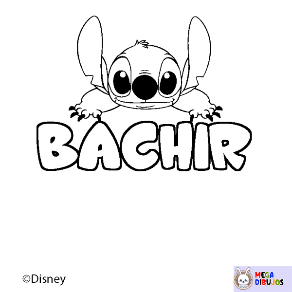 Coloración del nombre BACHIR - decorado Stitch