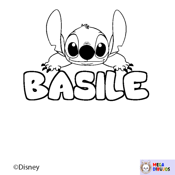 Coloración del nombre BASILE - decorado Stitch