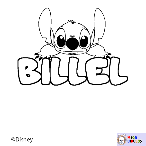 Coloración del nombre BILLEL - decorado Stitch