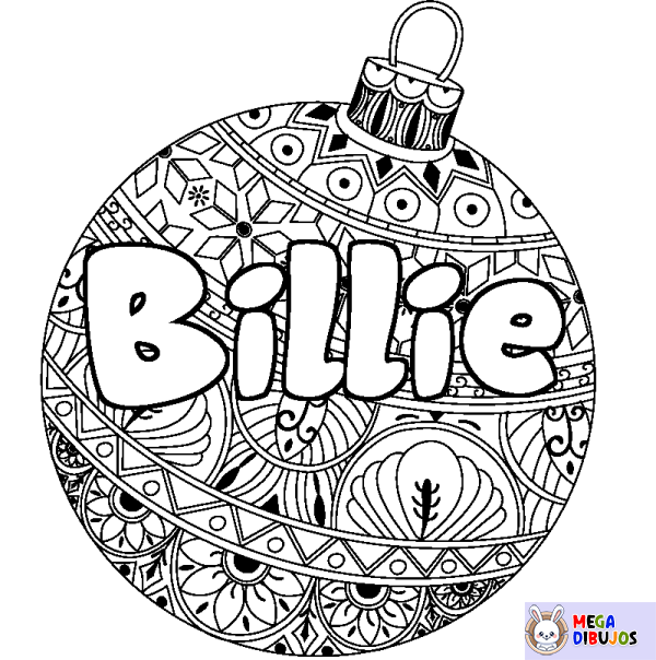 Coloraci&oacute;n del nombre Billie - decorado bola de Navidad