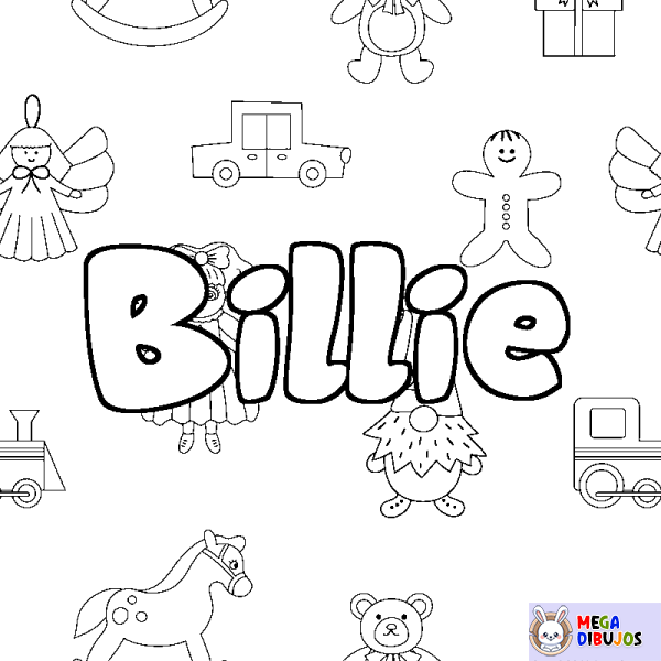 Coloraci&oacute;n del nombre Billie - decorado juguetes