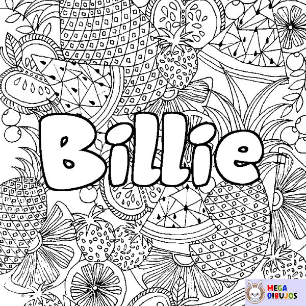 Coloraci&oacute;n del nombre Billie - decorado mandala de frutas