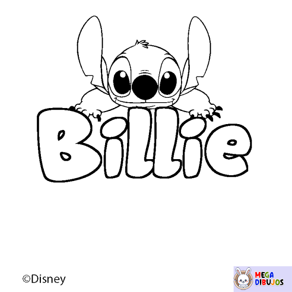 Coloraci&oacute;n del nombre Billie - decorado Stitch