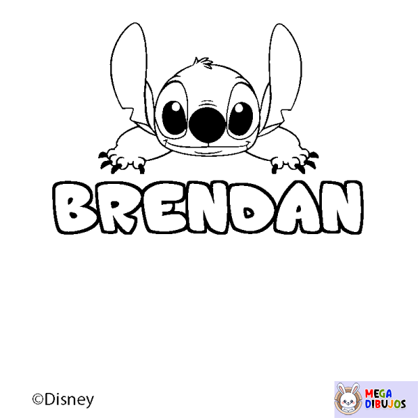 Coloración del nombre BRENDAN - decorado Stitch