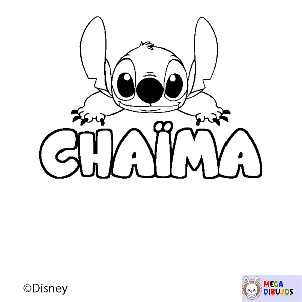 Coloración del nombre CHA&Iuml;MA - decorado Stitch