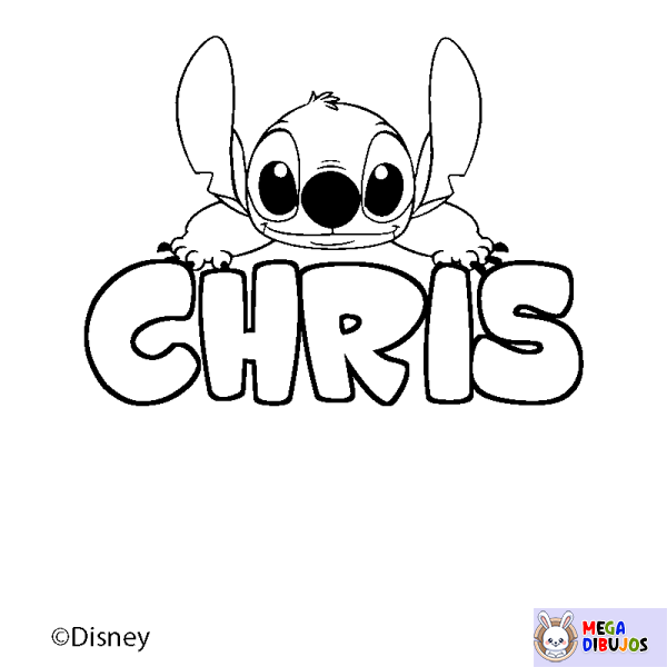 Coloración del nombre CHRIS - decorado Stitch