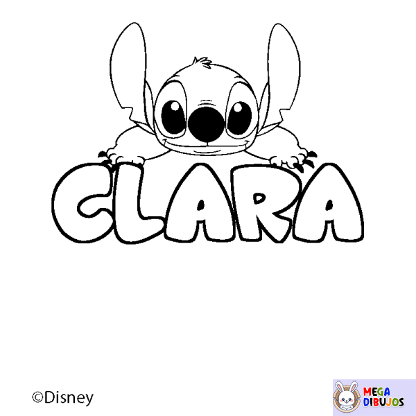 Coloración del nombre CLARA - decorado Stitch