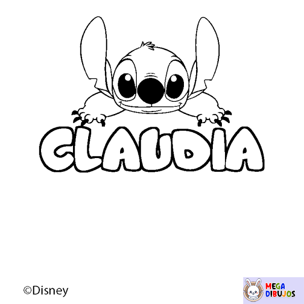 Coloración del nombre CLAUDIA - decorado Stitch