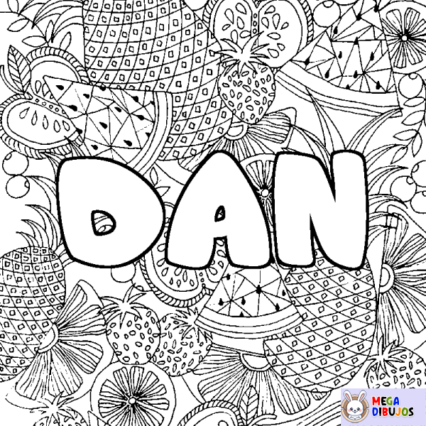 Coloración del nombre DAN - decorado mandala de frutas