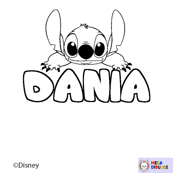 Coloración del nombre DANIA - decorado Stitch
