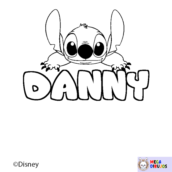 Coloración del nombre DANNY - decorado Stitch