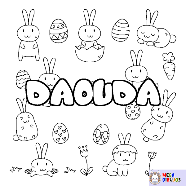Coloración del nombre DAOUDA - decorado Pascua