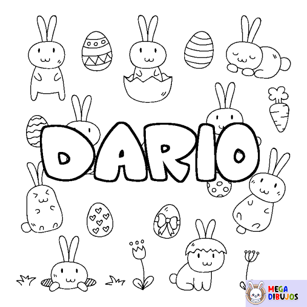 Coloración del nombre DARIO - decorado Pascua