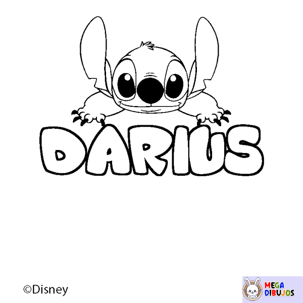 Coloración del nombre DARIUS - decorado Stitch