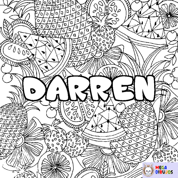Coloración del nombre DARREN - decorado mandala de frutas
