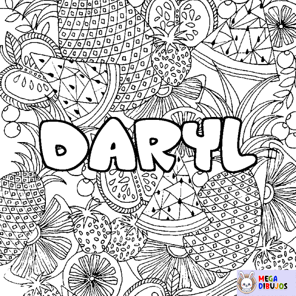 Coloración del nombre DARYL - decorado mandala de frutas