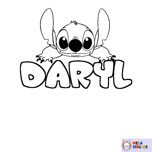 Coloración del nombre DARYL - decorado Stitch