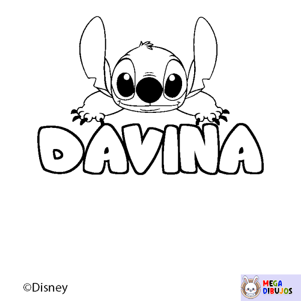 Coloración del nombre DAVINA - decorado Stitch