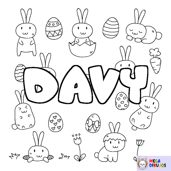 Coloración del nombre DAVY - decorado Pascua