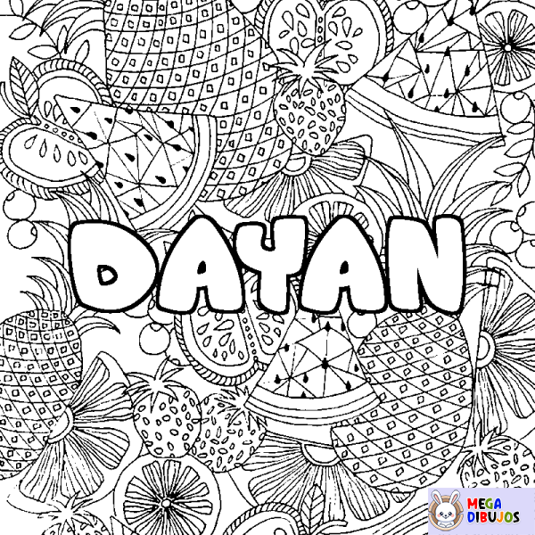 Coloración del nombre DAYAN - decorado mandala de frutas