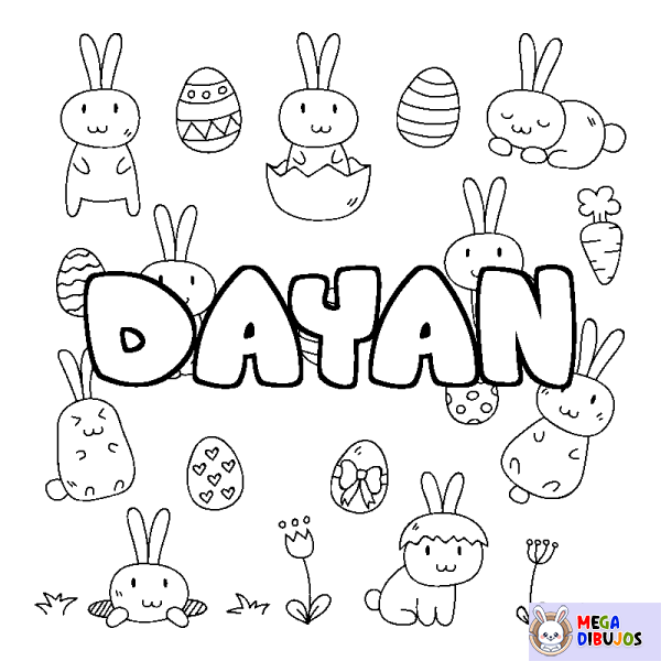 Coloración del nombre DAYAN - decorado Pascua