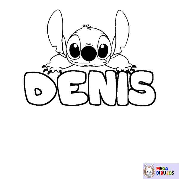 Coloración del nombre DENIS - decorado Stitch