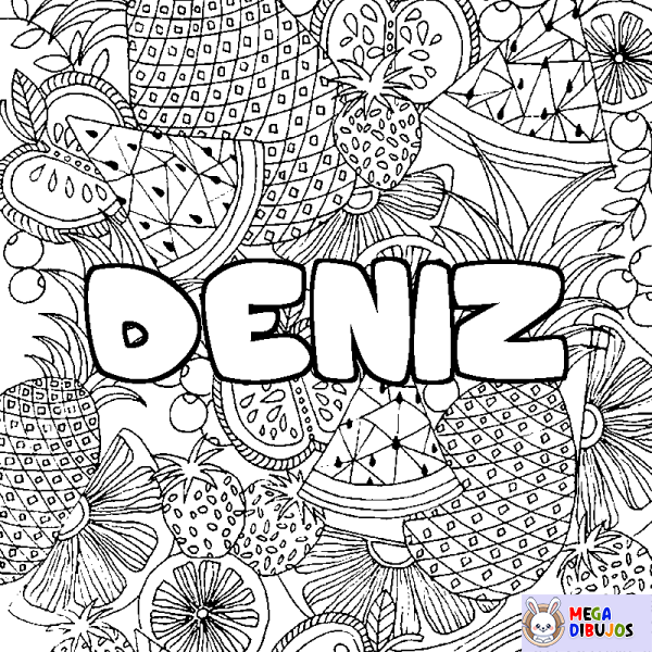Coloración del nombre DENIZ - decorado mandala de frutas