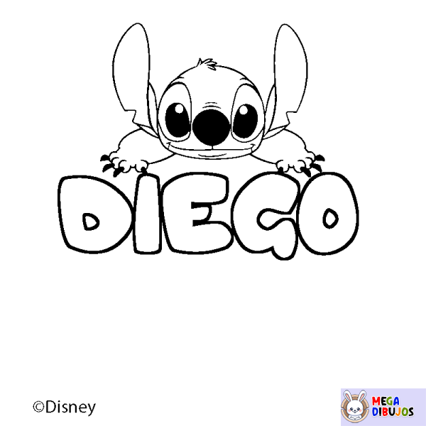 Coloración del nombre DIEGO - decorado Stitch