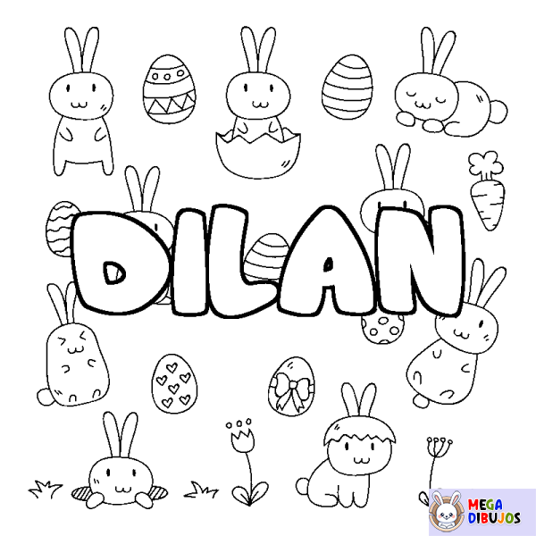 Coloración del nombre DILAN - decorado Pascua
