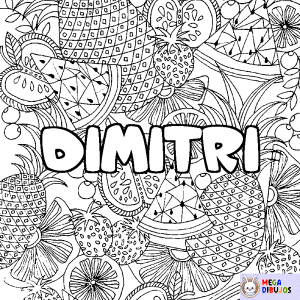 Coloración del nombre DIMITRI - decorado mandala de frutas