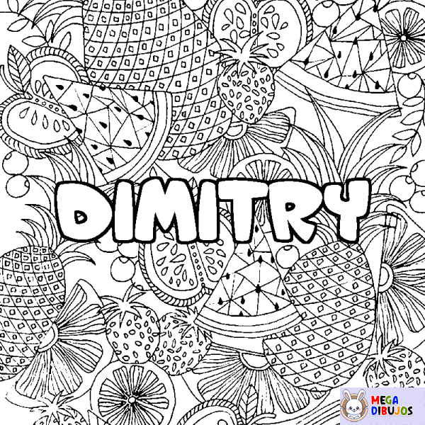 Coloración del nombre DIMITRY - decorado mandala de frutas