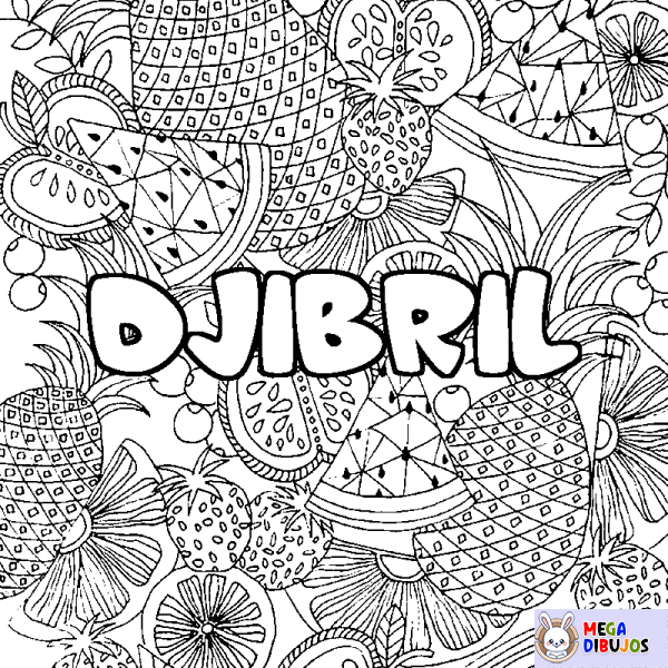 Coloración del nombre DJIBRIL - decorado mandala de frutas
