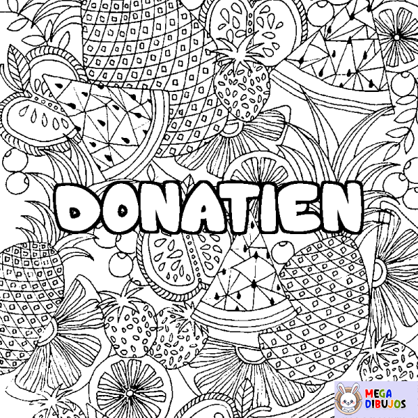 Coloración del nombre DONATIEN - decorado mandala de frutas