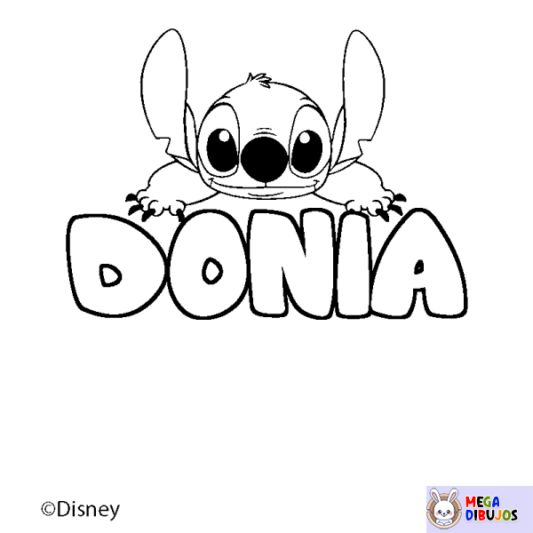 Coloración del nombre DONIA - decorado Stitch