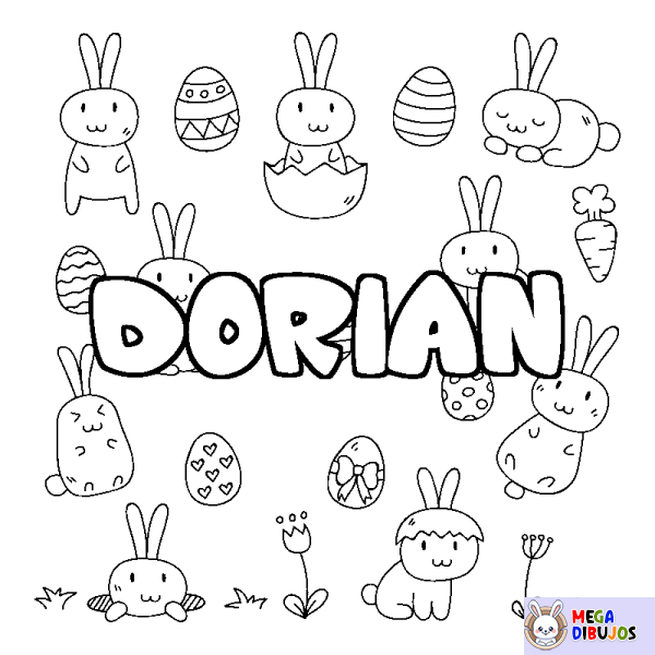 Coloración del nombre DORIAN - decorado Pascua