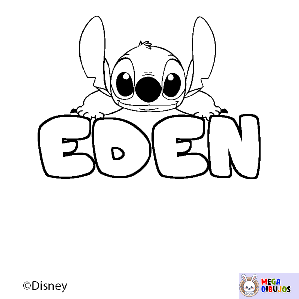 Coloración del nombre EDEN - decorado Stitch