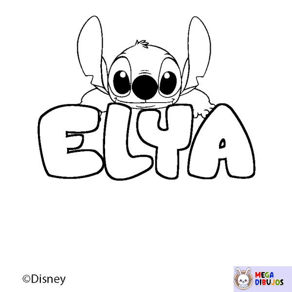 Coloración del nombre ELYA - decorado Stitch