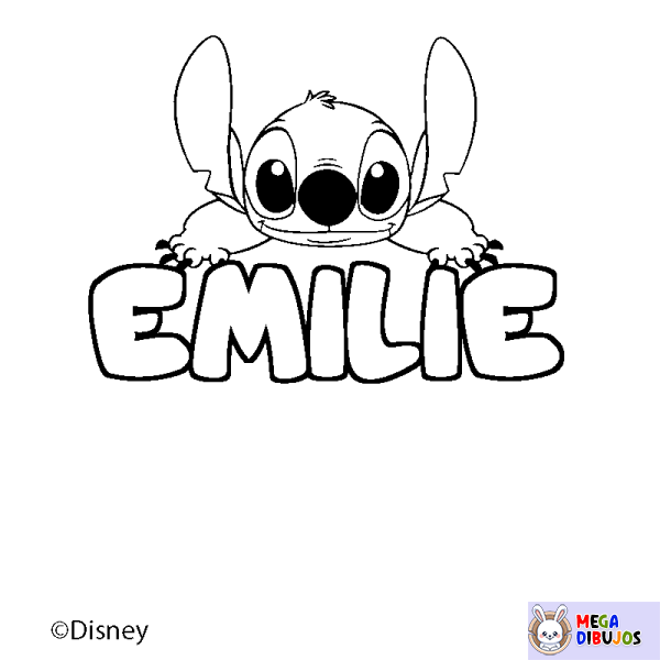 Coloración del nombre EMILIE - decorado Stitch