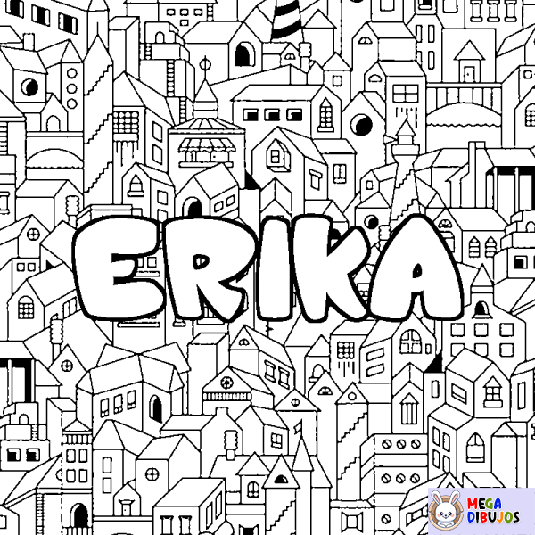 Coloración del nombre ERIKA - decorado ciudad