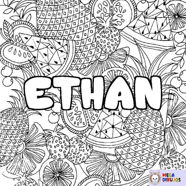 Coloración del nombre ETHAN - decorado mandala de frutas