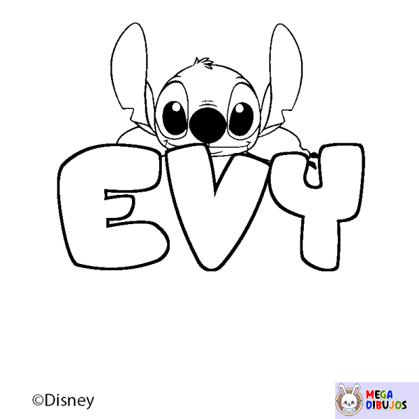 Coloración del nombre EVY - decorado Stitch