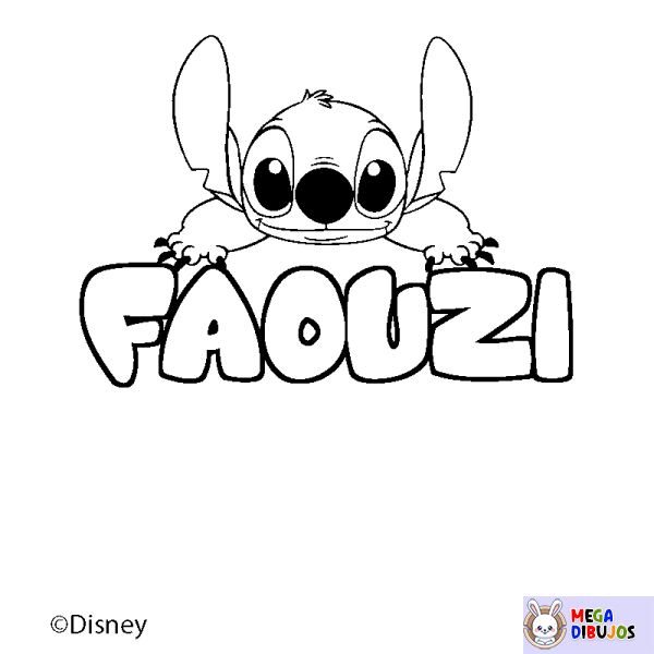 Coloración del nombre FAOUZI - decorado Stitch