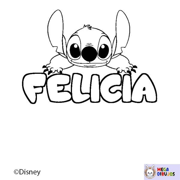Coloración del nombre FELICIA - decorado Stitch