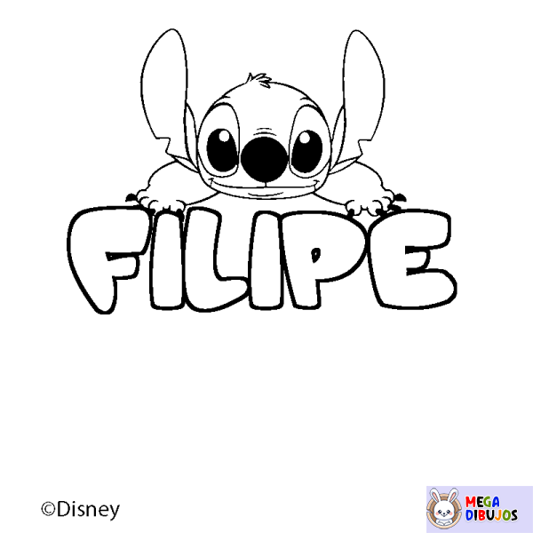 Coloración del nombre FILIPE - decorado Stitch