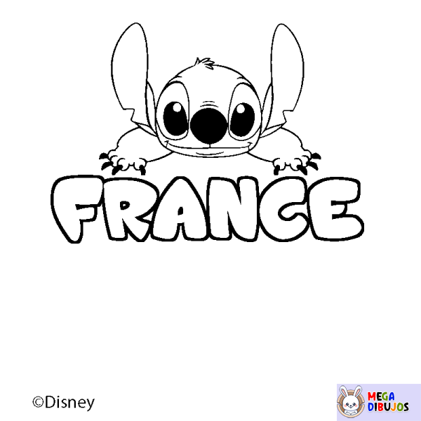 Coloración del nombre FRANCE - decorado Stitch