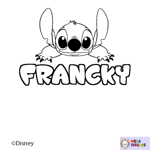 Coloración del nombre FRANCKY - decorado Stitch